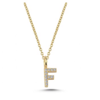 Diamant bogstavs vedhæng 6,5 mm, F i 14 karat guld med 0,055 ct Wesselton SI